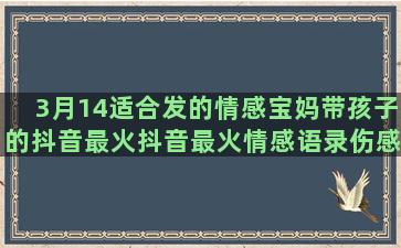 3月14适合发的情感宝妈带孩子的抖音最火抖音最火情感语录伤感短句(3月14适合结婚吗)