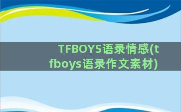 TFBOYS语录情感(tfboys语录作文素材)