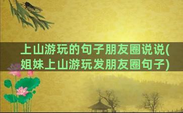 上山游玩的句子朋友圈说说(姐妹上山游玩发朋友圈句子)