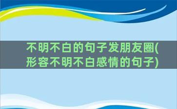 不明不白的句子发朋友圈(形容不明不白感情的句子)