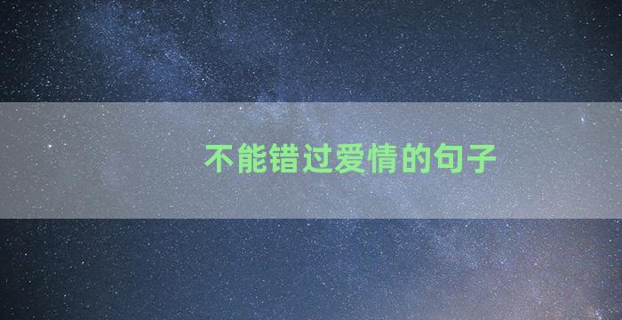 不能错过爱情的句子