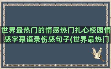 世界最热门的情感热门扎心校园情感字幕语录伤感句子(世界最热门的专业)