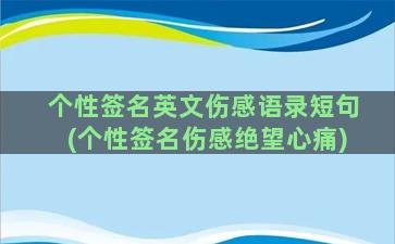 个性签名英文伤感语录短句(个性签名伤感绝望心痛)