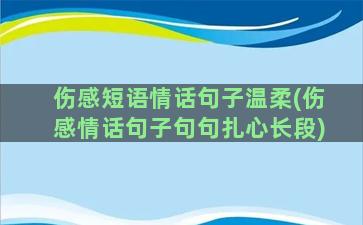 伤感短语情话句子温柔(伤感情话句子句句扎心长段)