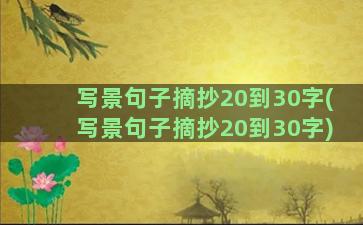 写景句子摘抄20到30字(写景句子摘抄20到30字)