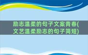 励志温柔的句子文案青春(文艺温柔励志的句子简短)