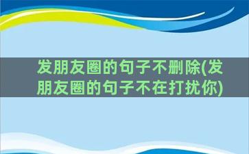 发朋友圈的句子不删除(发朋友圈的句子不在打扰你)