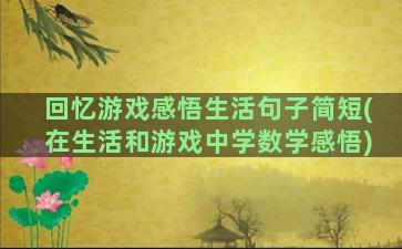 回忆游戏感悟生活句子简短(在生活和游戏中学数学感悟)