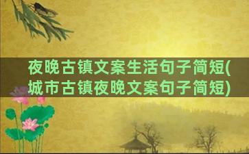 夜晚古镇文案生活句子简短(城市古镇夜晚文案句子简短)