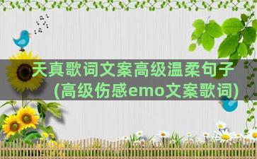 天真歌词文案高级温柔句子(高级伤感emo文案歌词)