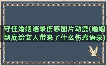 守住婚姻语录伤感图片动漫(婚姻到底给女人带来了什么伤感语录)