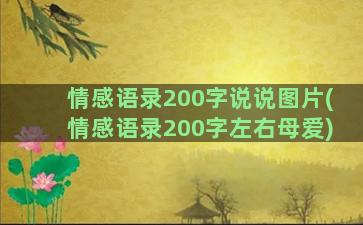 情感语录200字说说图片(情感语录200字左右母爱)