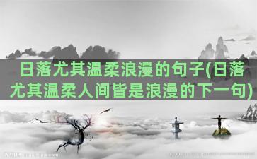 日落尤其温柔浪漫的句子(日落尤其温柔人间皆是浪漫的下一句)