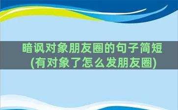 暗讽对象朋友圈的句子简短(有对象了怎么发朋友圈)