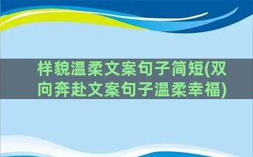 样貌温柔文案句子简短(双向奔赴文案句子温柔幸福)