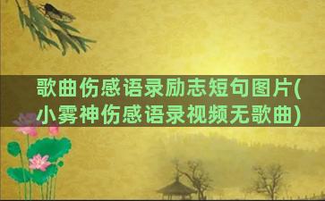 歌曲伤感语录励志短句图片(小雾神伤感语录视频无歌曲)