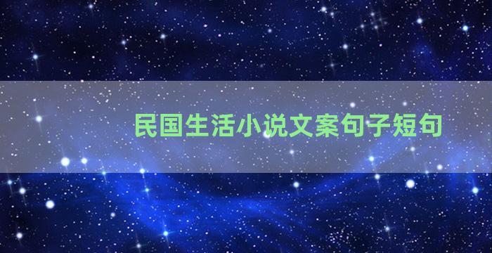 民国生活小说文案句子短句