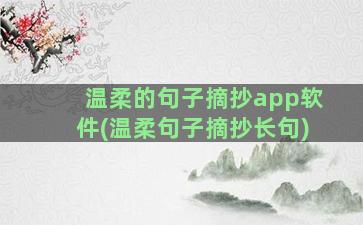 温柔的句子摘抄app软件(温柔句子摘抄长句)