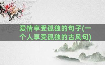 爱情享受孤独的句子(一个人享受孤独的古风句)