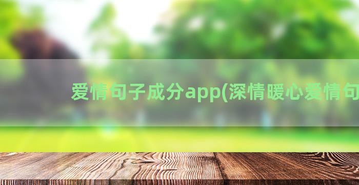 爱情句子成分app(深情暖心爱情句子)