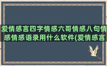 爱情感言四字情感六哥情感八句情感情感语录用什么软件(爱情感言200字)