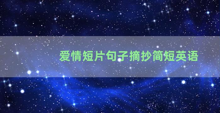 爱情短片句子摘抄简短英语