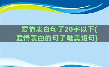 爱情表白句子20字以下(爱情表白的句子唯美短句)