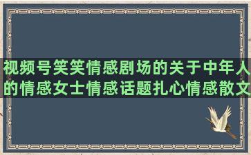 视频号笑笑情感剧场的关于中年人的情感女士情感话题扎心情感散文集经典情感语录正能量短句带图(笑笑情感语录视频)